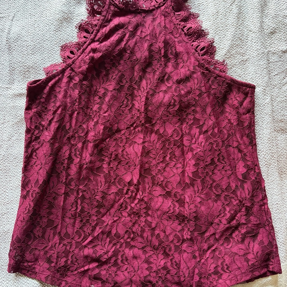 Maurices Lace Tank Top Womens S Sleeveless High Neck Floral Overlay NEW Tags